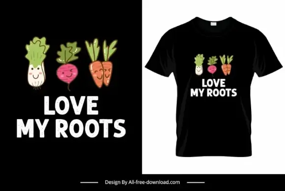 love my roots tshirt template cute handdrawn plants icons sketch
