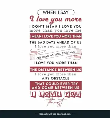 love quotes for him banner template elegant flat texts ribbon decor