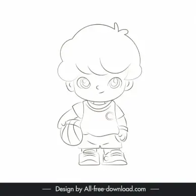 lovely boy design elements handdrawn cartoon character  outline