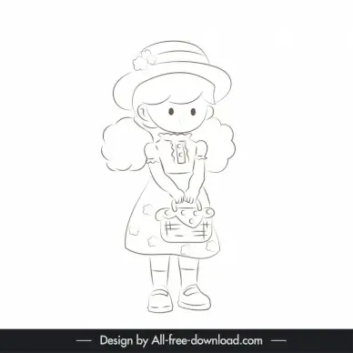 lovely design elements handdrawn cartoon character  outline 