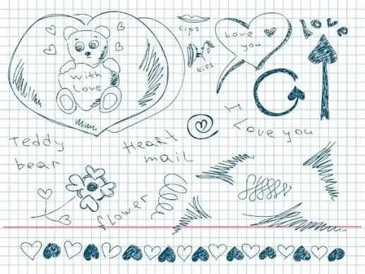 lovely handpainted love element vector