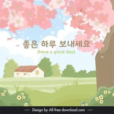 lovely korean style background template elegant countryside scene 