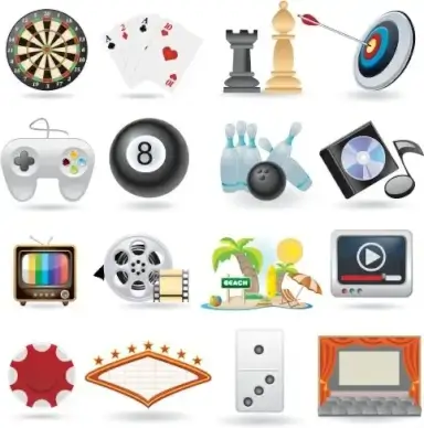 lovely life entertainment icons vector