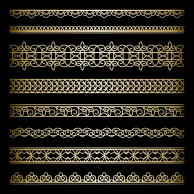 luxury golden lace borders vector set