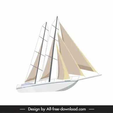luxury sailboat icon shiny modern outline 