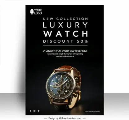 luxury watch poster template modern elegant dark
