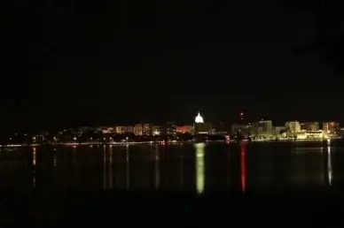 madison skyline at night in madison wisconsin