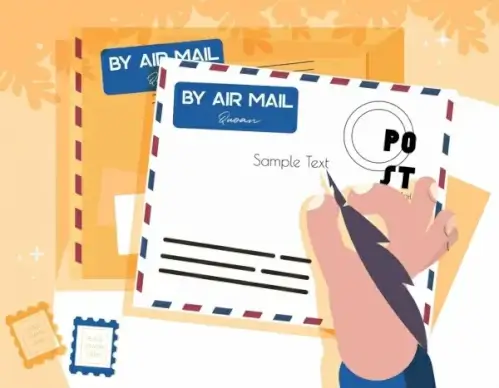 mailing background postcard envelope icons decor