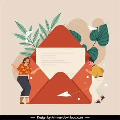 mailing correspondence background envelope human paper airplane sketch