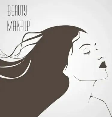 makeup banner attractive woman sketch black white design