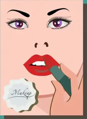makeup banner woman face sketch lipstick icon