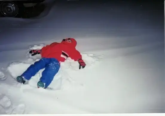 making a snow angel