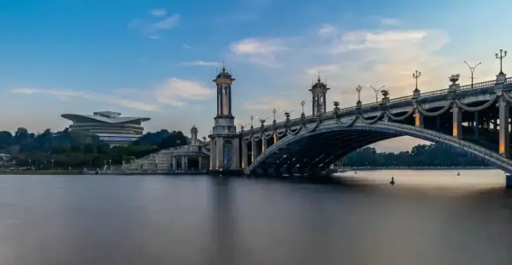 malaysia infrastructure picture tranquil river bridge scene 