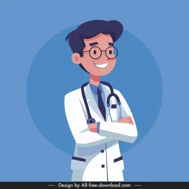 male doctor design elements cute cartoon character 