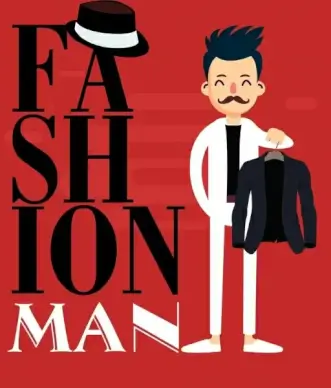 male fashion background elegant man icon texts decor