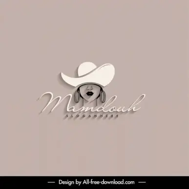 mamdouh company logotype elegant classical handdrawn woman portrait outline