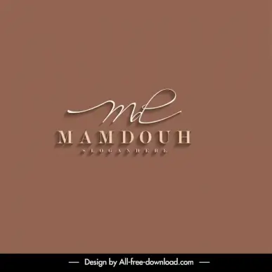 mamdouh company logotype elegant flat handdrawn texts outline