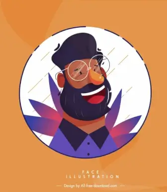 man face icon smile sketch cartoon character design