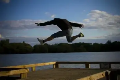 man jumping happy