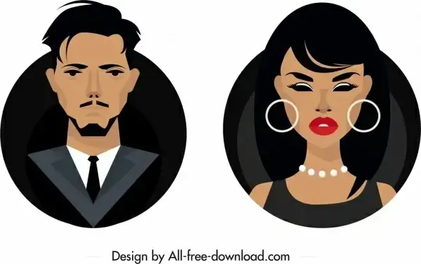 man woman avatar templates elegant costume design