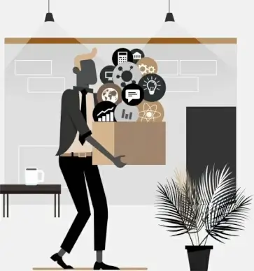 manager job background carrying man business icons