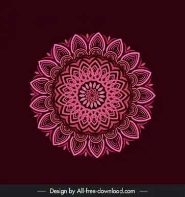 mandala flower icon dark retro symmetric design