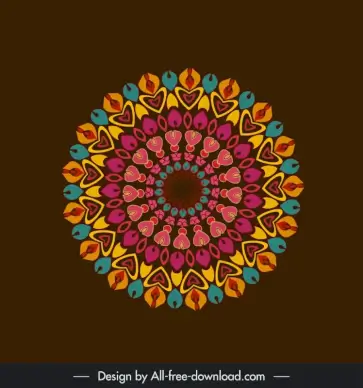 mandala flower icon symmetric delusive repeating circle shape decoration