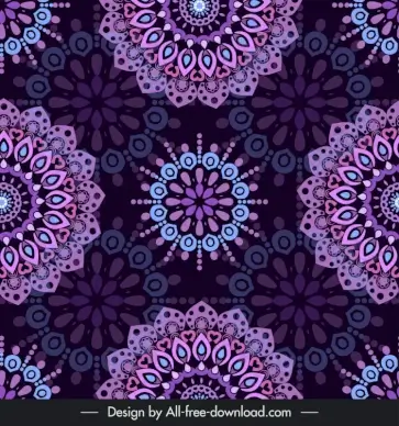  mandala flowers pattern template retro repeating blurred decor