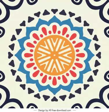 mandala pattern template flat classical symmetric floral shape outline 