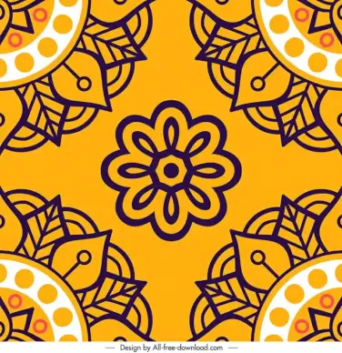mandala pattern template flat retro repeating petals sketch