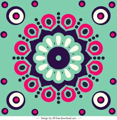 mandala pattern template flat retro symmetric flora shape outline 
