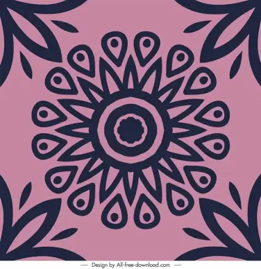 mandala pattern template flat retro symmetric petals decor