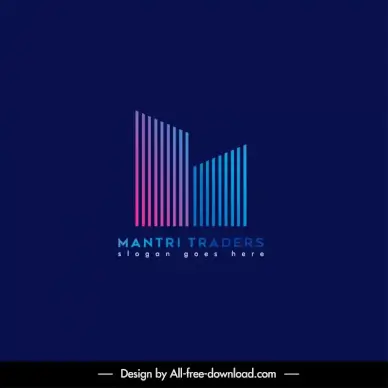 mantri traders logo template flat light effect geometric striped lines decor