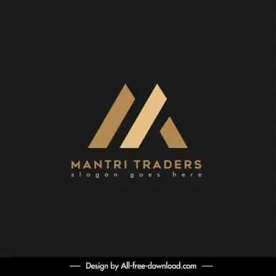 mantri traders logo template modern flat shiny golden geometric design 