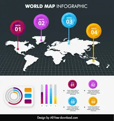 map infographic template 3d map sillhouette circle navigation