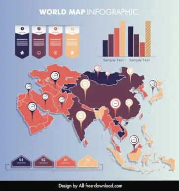 map infographic template flat chart elements