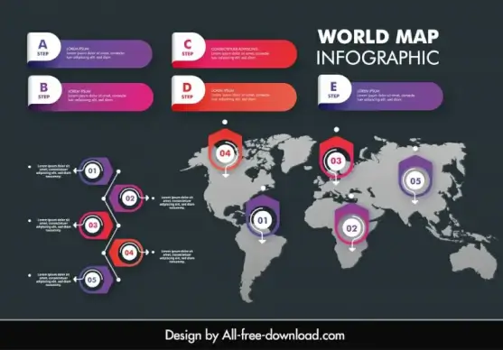 map infographic template flat dark silhouette map elegance 