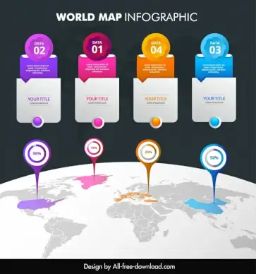 map infographic template global map navigation circles