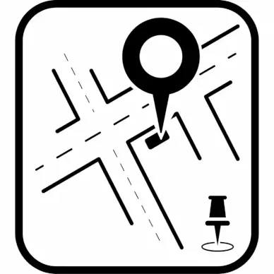 map marker sign flat black white sketch