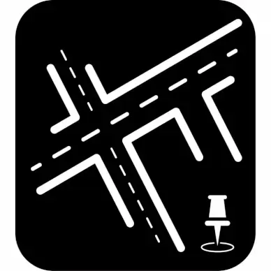map navigation sign logo dark contrast black white outline