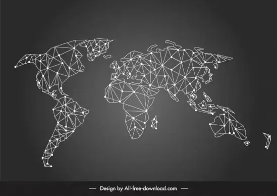 map world sign polygonal design dot line connection sketch  