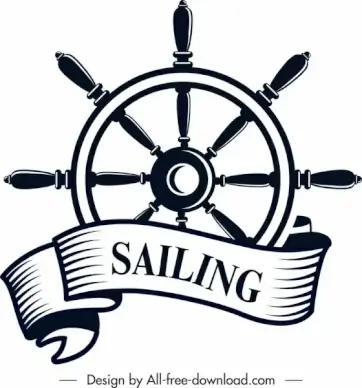 marine logotype black white steering wheel ribbon icons