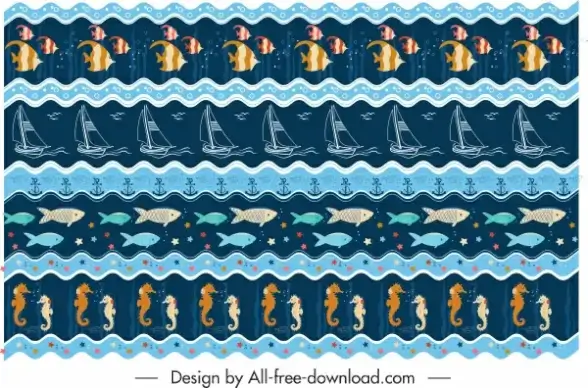 marine pattern template colorful repeating symbols