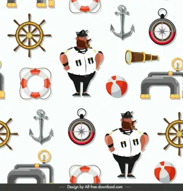 maritime pattern template colorful repeating symbols sketch