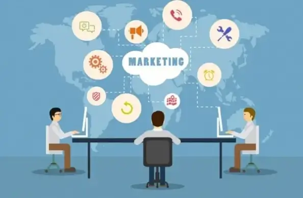 marketing concept infographic workplace decoration symbols connection