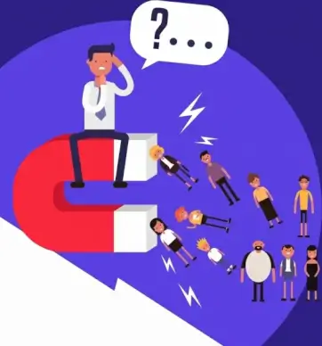marketing conceptual background people magnetic icons cartoon characters