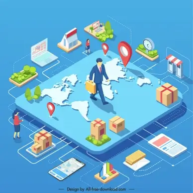 marketing overview banner template modern 3d layout