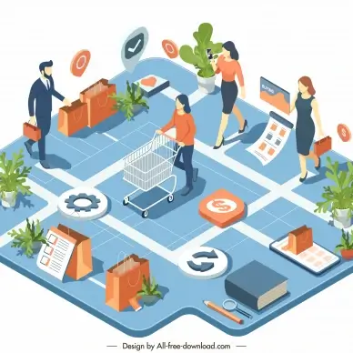marketing overview poster template 3d cartoon