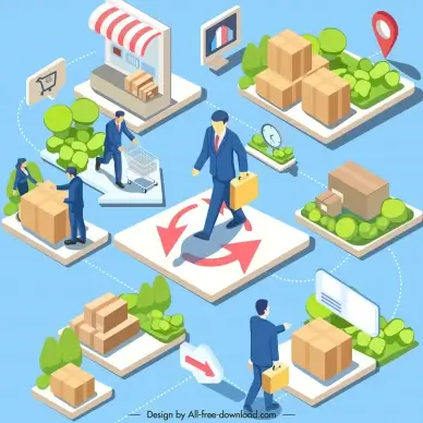 marketing overview poster template dynamic 3d cartoon
