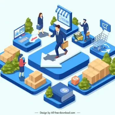 marketing overview poster template modern 3d